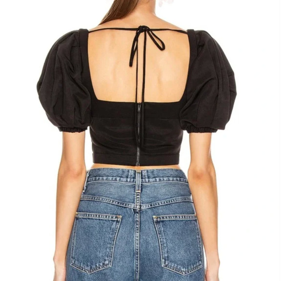 Self-Portrait Ottoman Square Neck Open Back Top Black Size 0 EUC - Picture 3 of 9